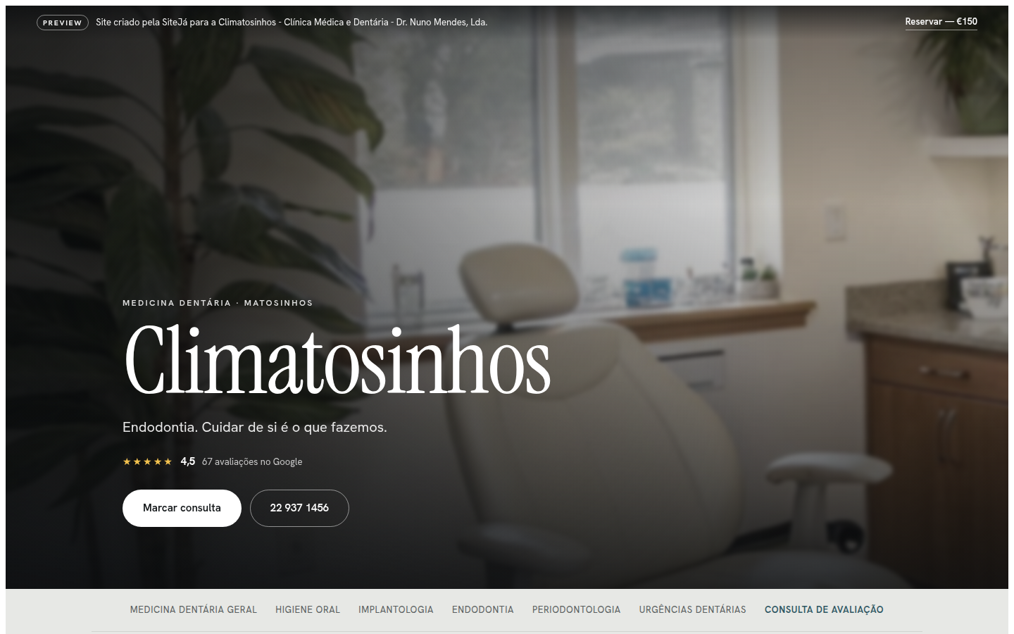 Site criado pelo SiteJá para a Climatosinhos, clínica de medicina dentária em Matosinhos